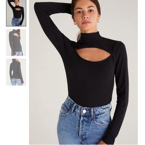 NWT Z supply black pandora ribbed cutout top size L